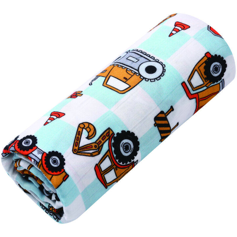 excavator pattern bamboo baby blanket