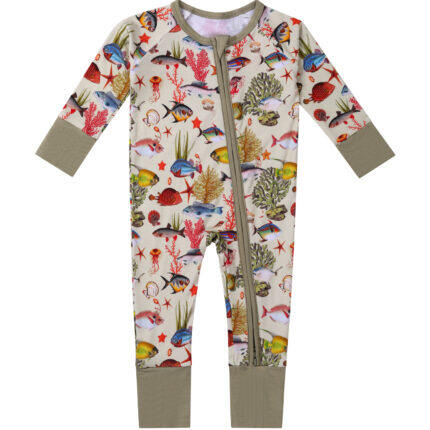 fish ocean pattern baby bamboo pajamas