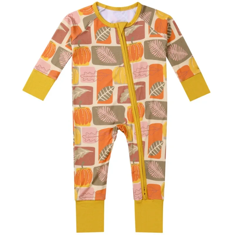 pumpkin leaves toddler bamboo onesie