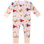 Red yellow plane pattern bamboo baby pajamas