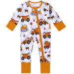 excavator pattern bamboo baby pajamas