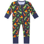 green dinosaur newborn baby bamboo pajamas