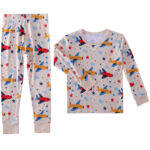 Red and yellow plane two piece pajamas