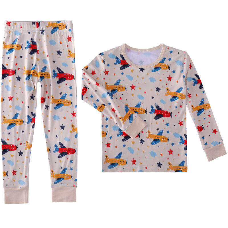 Red and yellow plane two piece pajamas