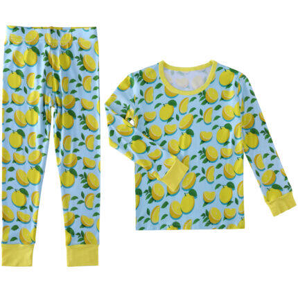 yellow lemon two piece pajamas