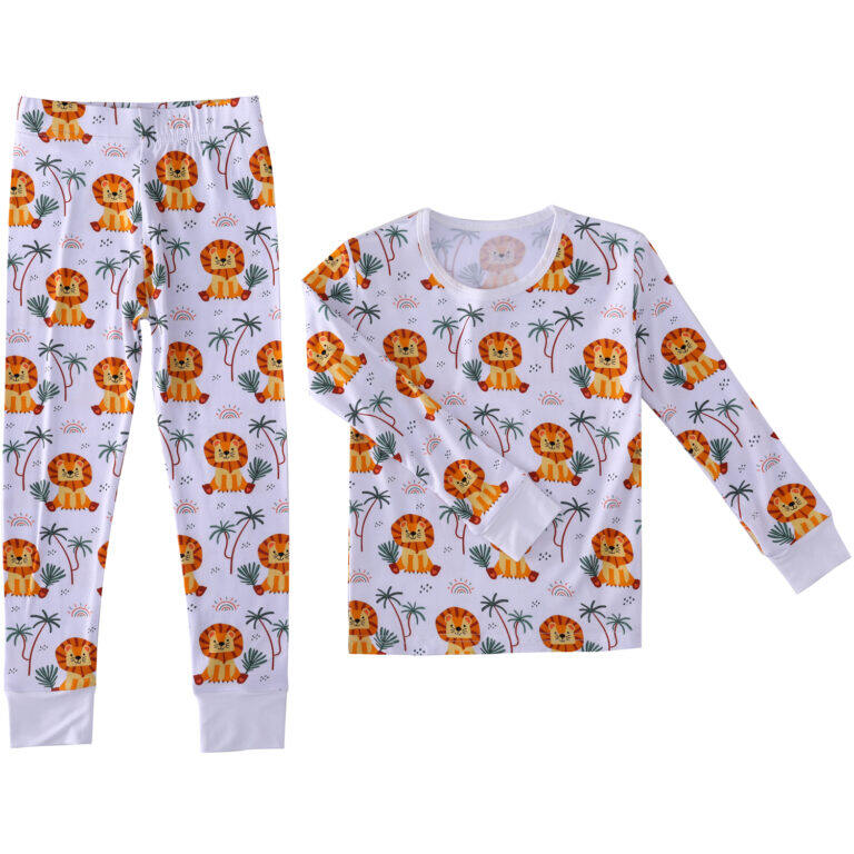 lion print two piece pajamas