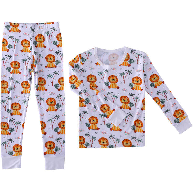 lion print two piece pajamas