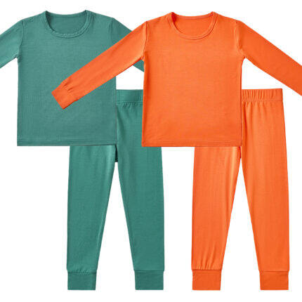 green and orange two piece pajamas sets
