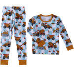 excavator print two piece pajamas