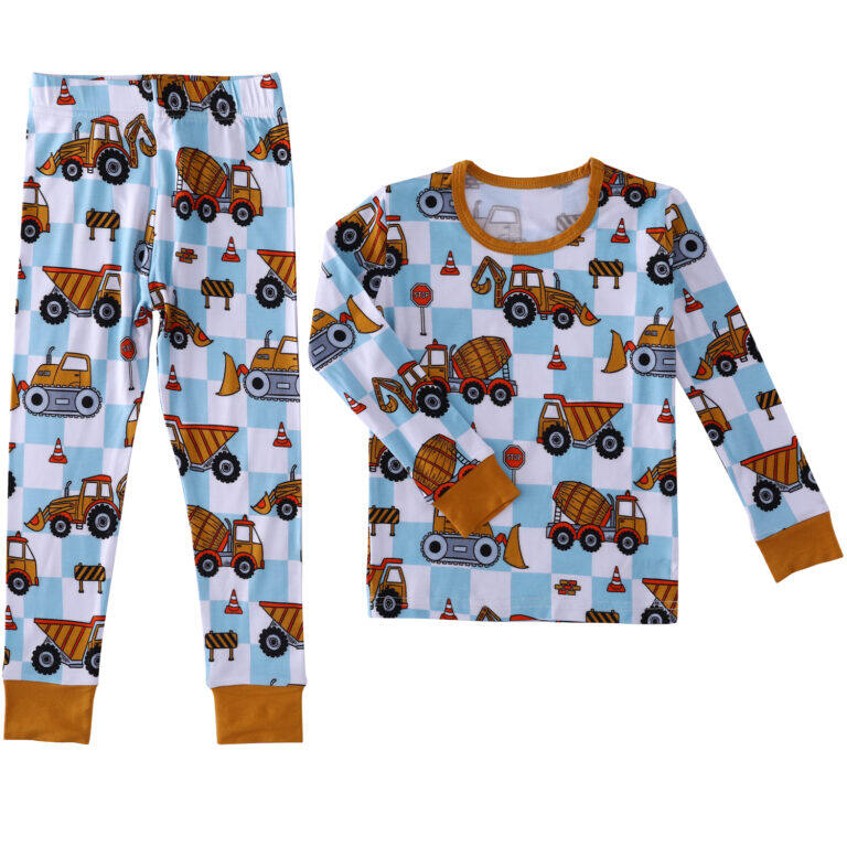 excavator print two piece pajamas