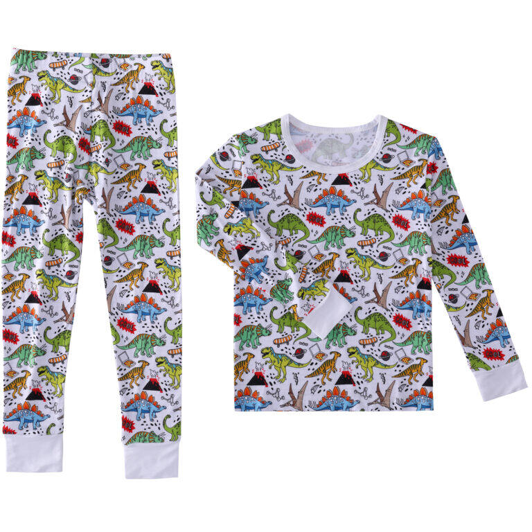 Dinosaur print two piece pajamas