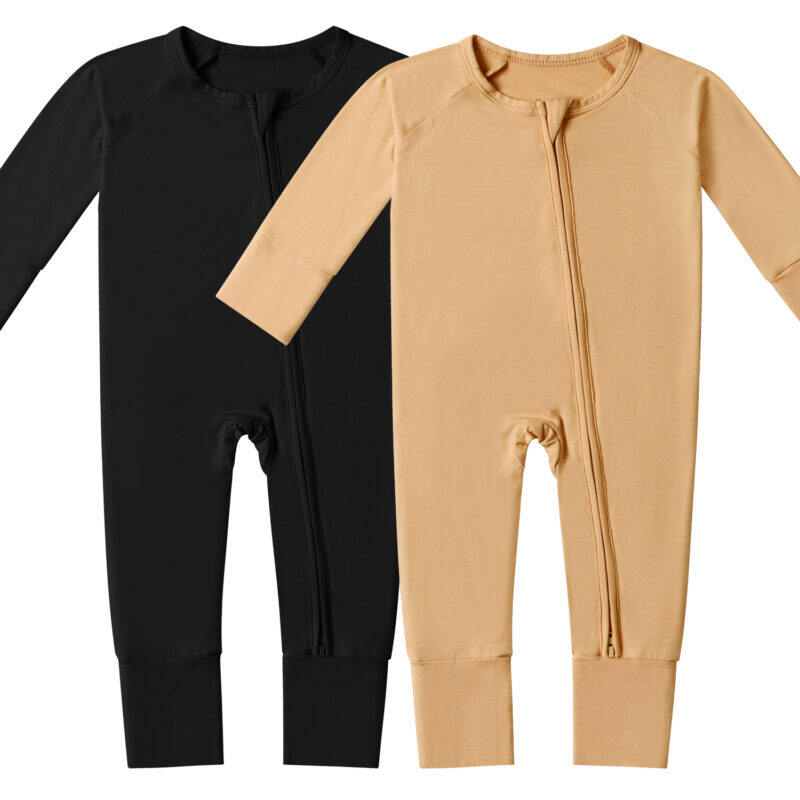 black and light brown zipper romper