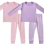 purple + pink kids bamboo pajamas sets