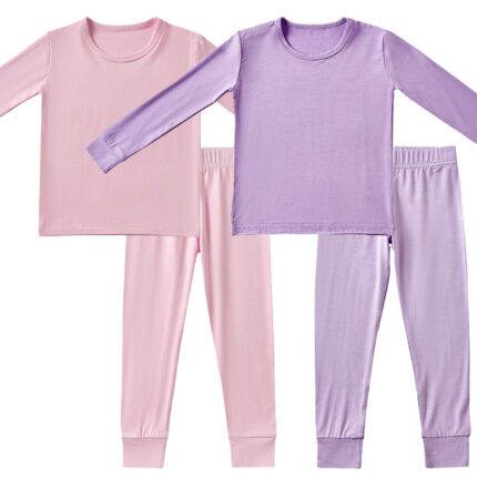 purple + pink kids two piece pajamas sets