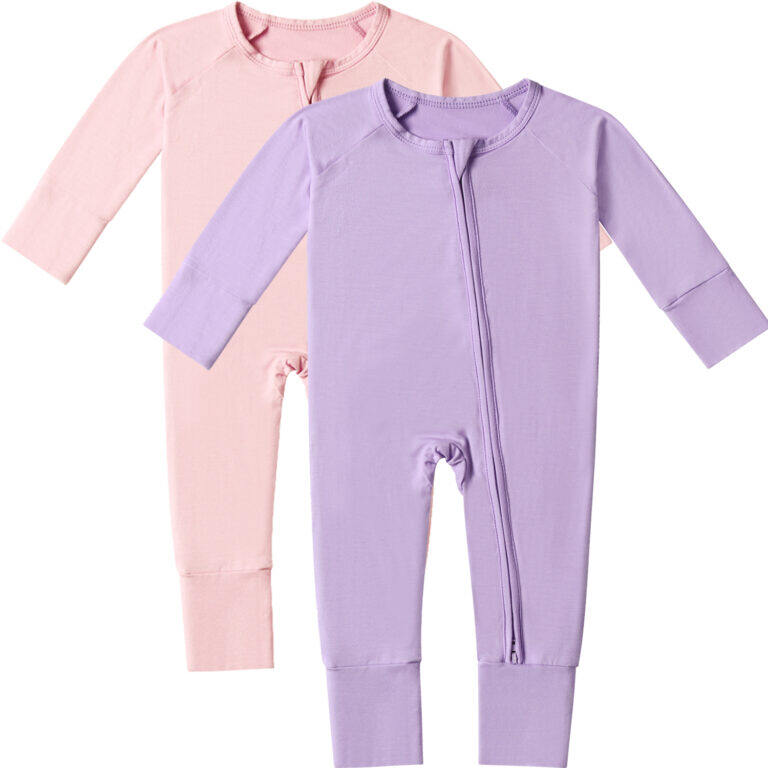 purple+pink bamboo baby romper